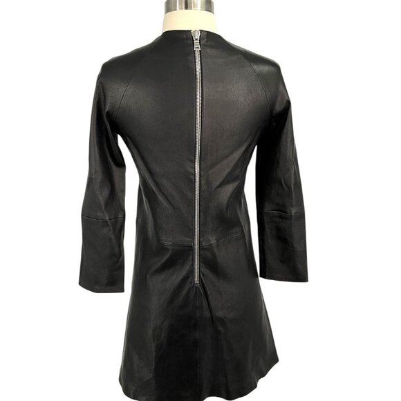 THEPERFEXT Harlem Leather Dress Black Zip Back 3/4 Sleeves Size M Medium - Picture 5 of 11